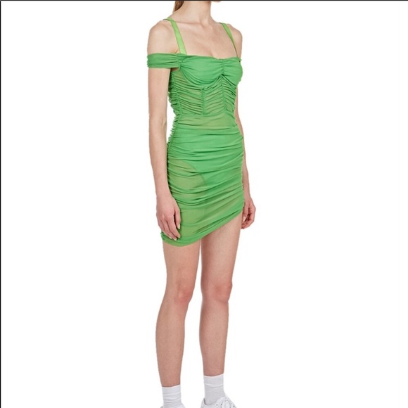 SOLD Danielle Guizio Lynx Dress in True Green - Picture 2 of 4